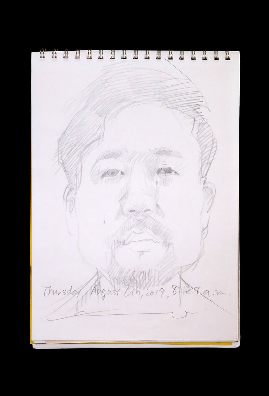 Contemporary artist SHINTAKU Tomoni's 2019/8/8 Self-portrait or pencil drawing