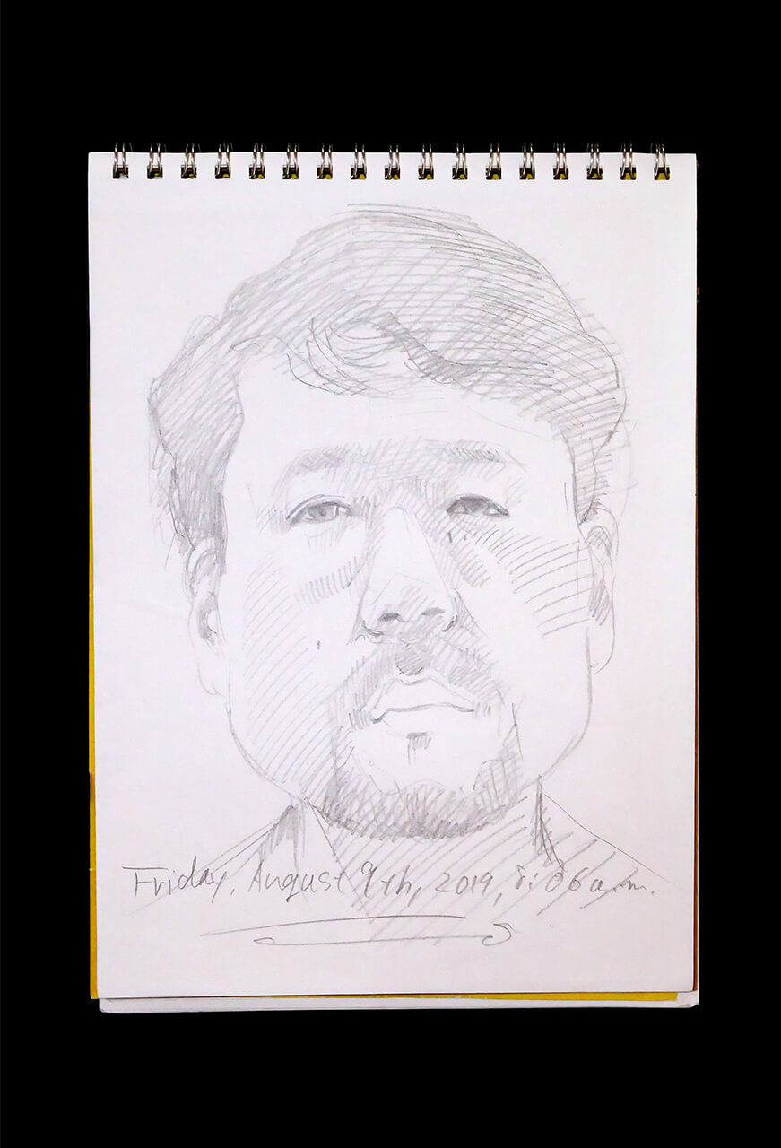 Contemporary artist SHINTAKU Tomoni's 2019/8/9 Self-portrait or pencil drawing