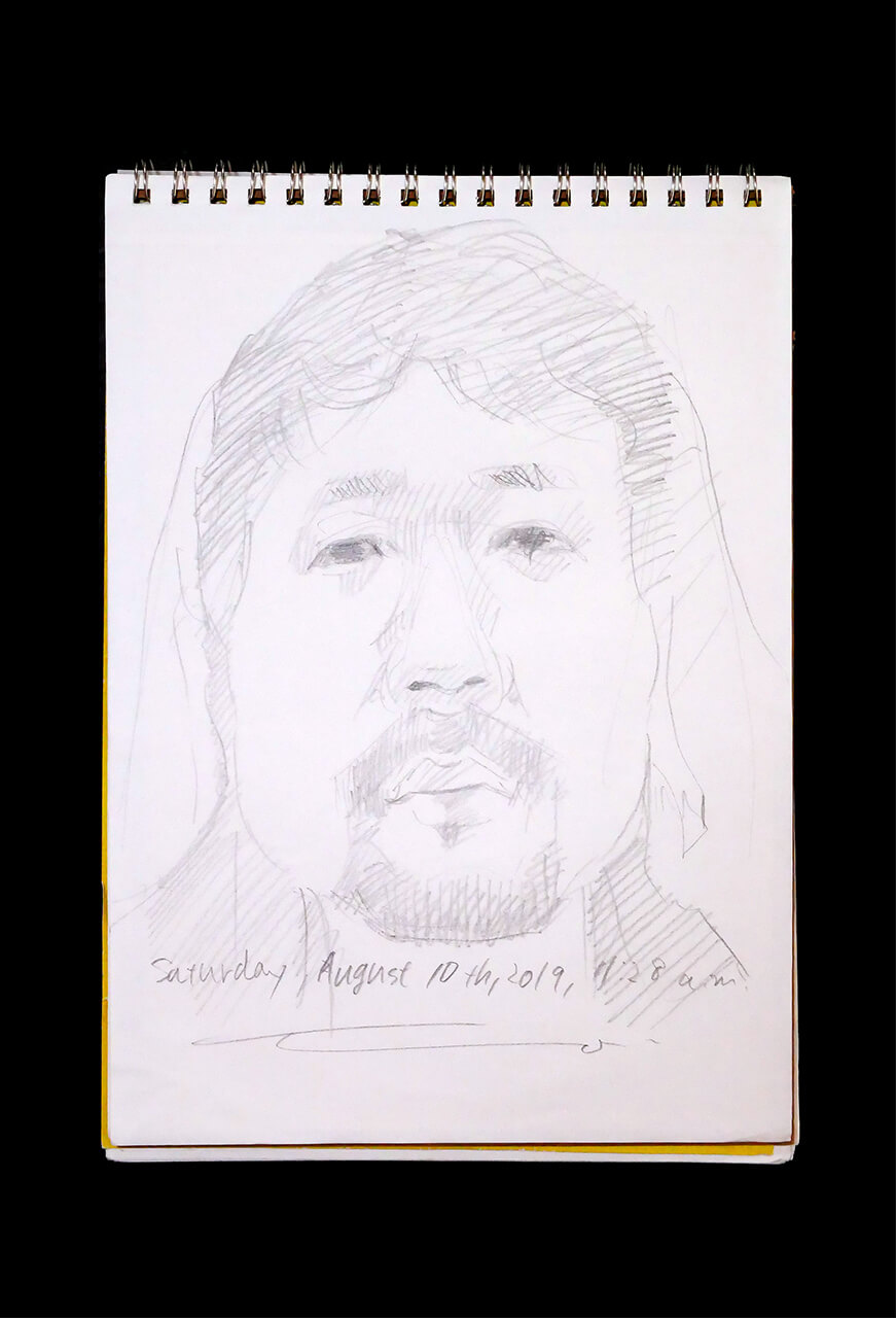 Contemporary artist SHINTAKU Tomoni's 2019/8/10 Self-portrait or pencil drawing