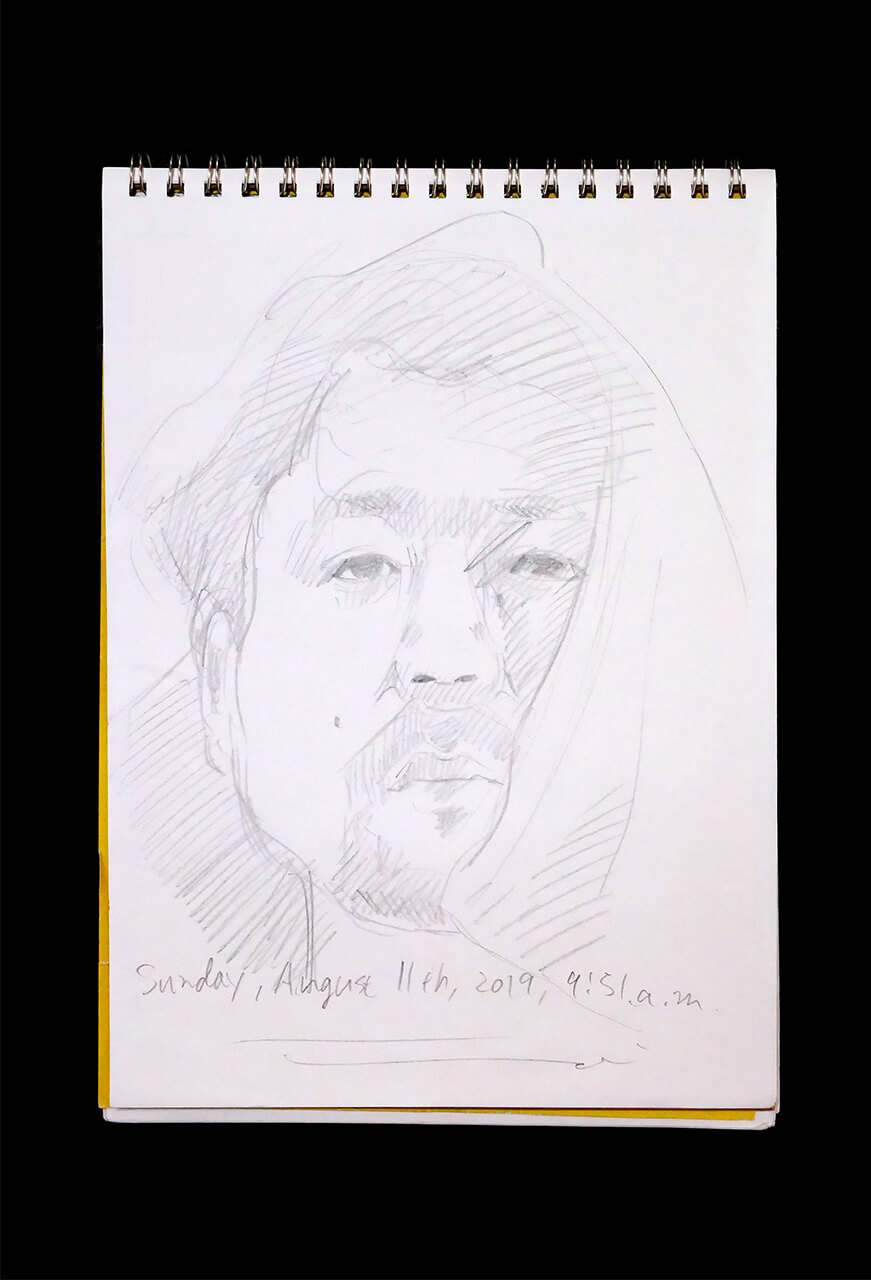 Contemporary artist SHINTAKU Tomoni's 2019/8/11 Self-portrait or pencil drawing