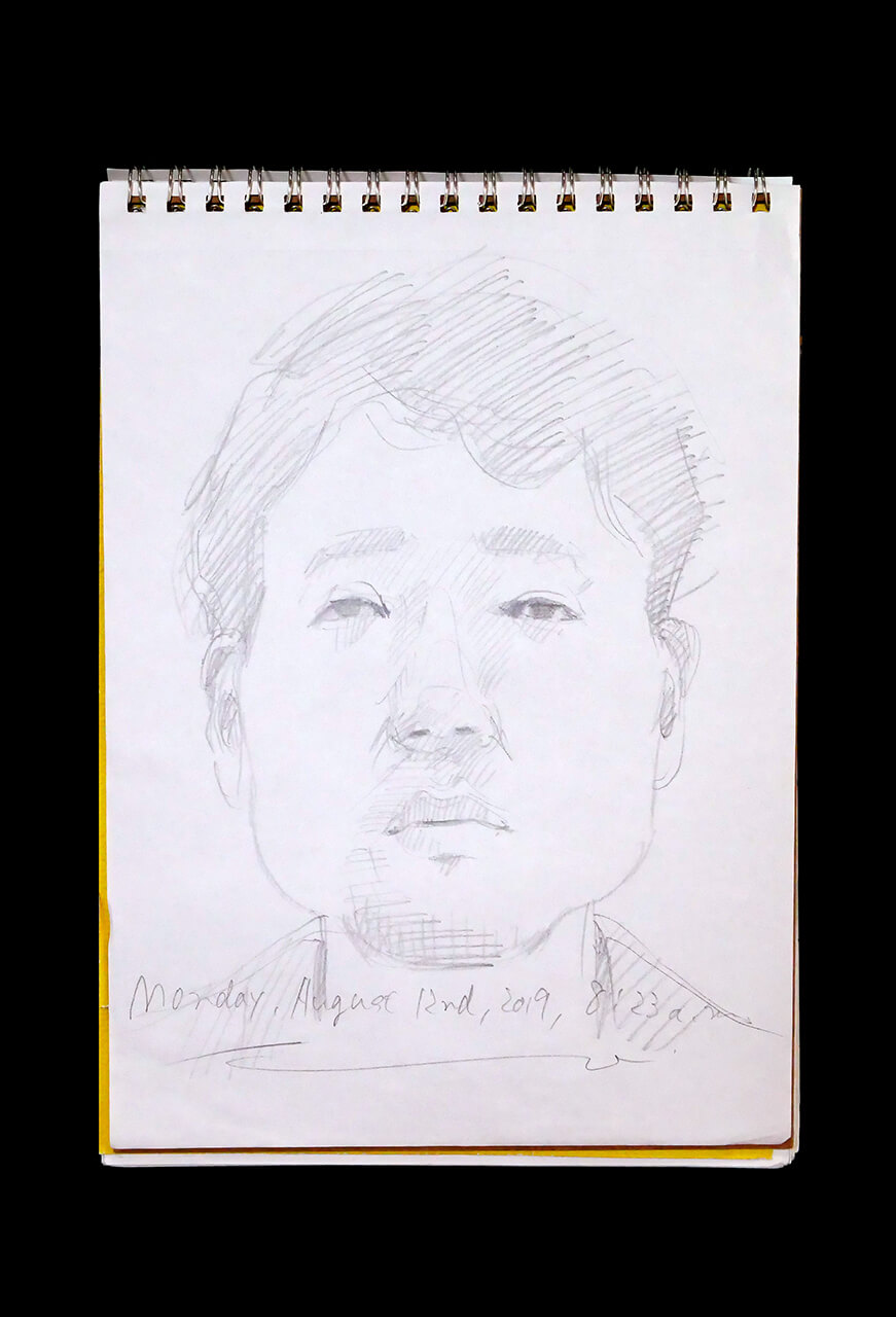 Contemporary artist SHINTAKU Tomoni's 2019/8/12 Self-portrait or pencil drawing