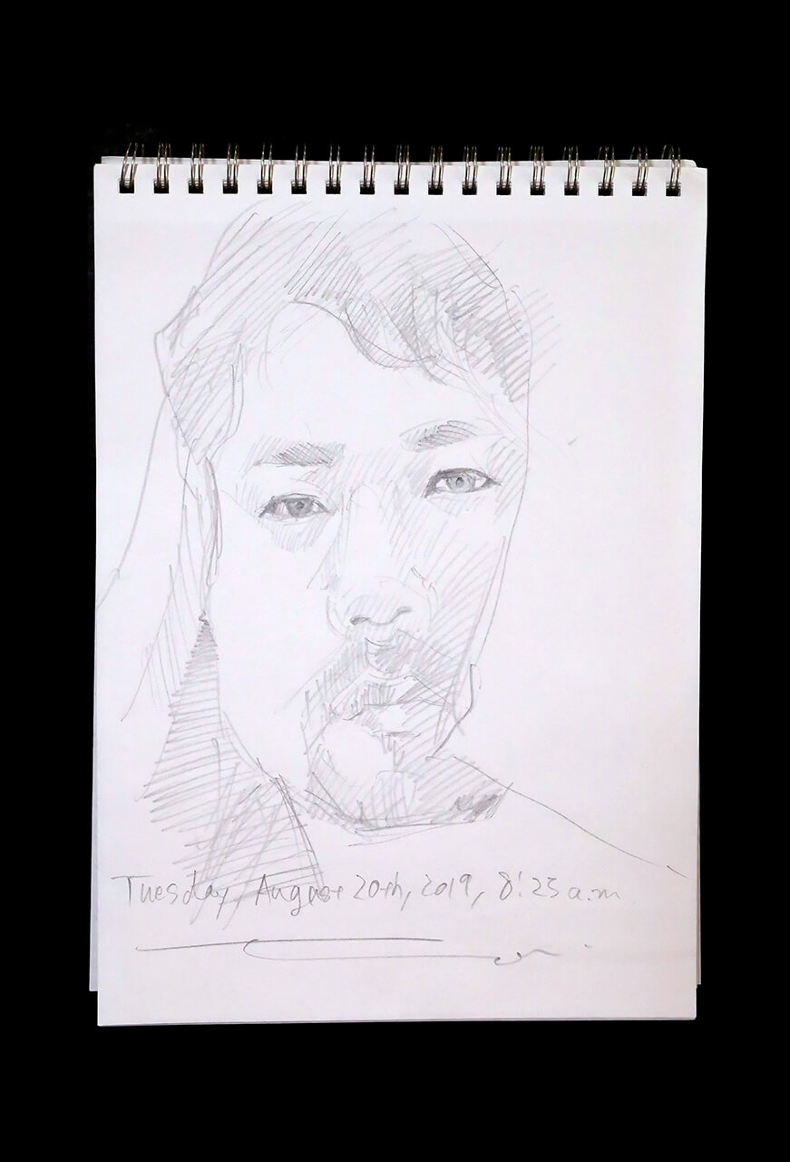 Contemporary artist SHINTAKU Tomoni's 2019/8/20 Self-portrait or pencil drawing