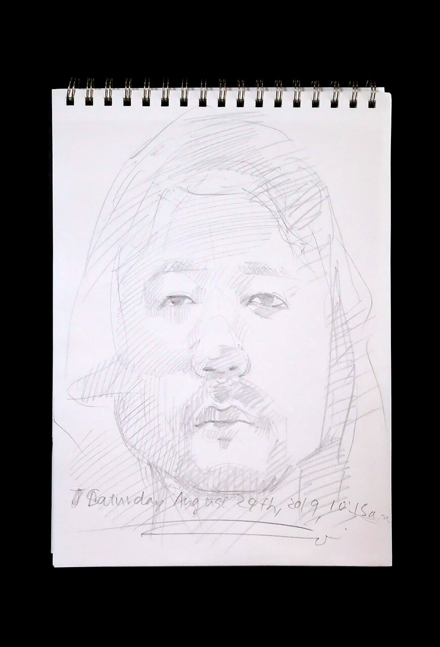 Contemporary artist SHINTAKU Tomoni's 2019/8/24 Self-portrait or pencil drawing