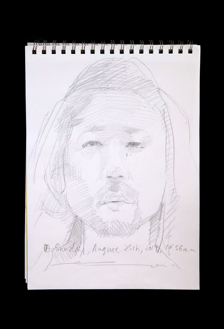 Contemporary artist SHINTAKU Tomoni's 2019/8/25 Self-portrait or pencil drawing