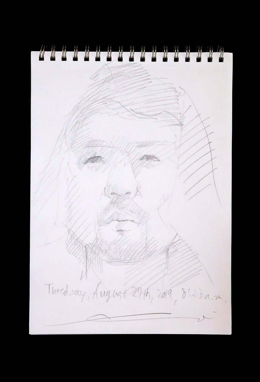 Contemporary artist SHINTAKU Tomoni's 2019/8/27 Self-portrait or pencil drawing