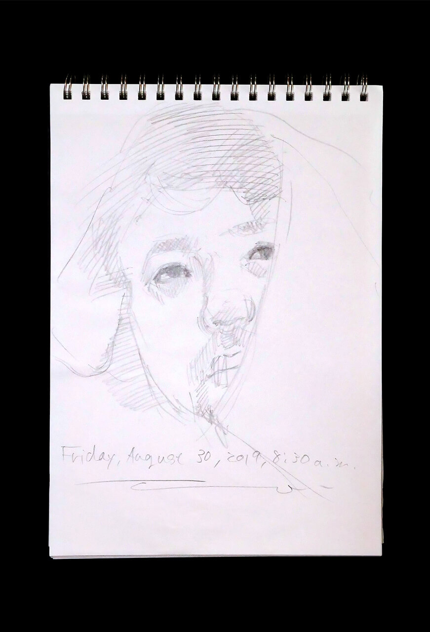 Contemporary artist SHINTAKU Tomoni's 2019/8/30 Self-portrait or pencil drawing