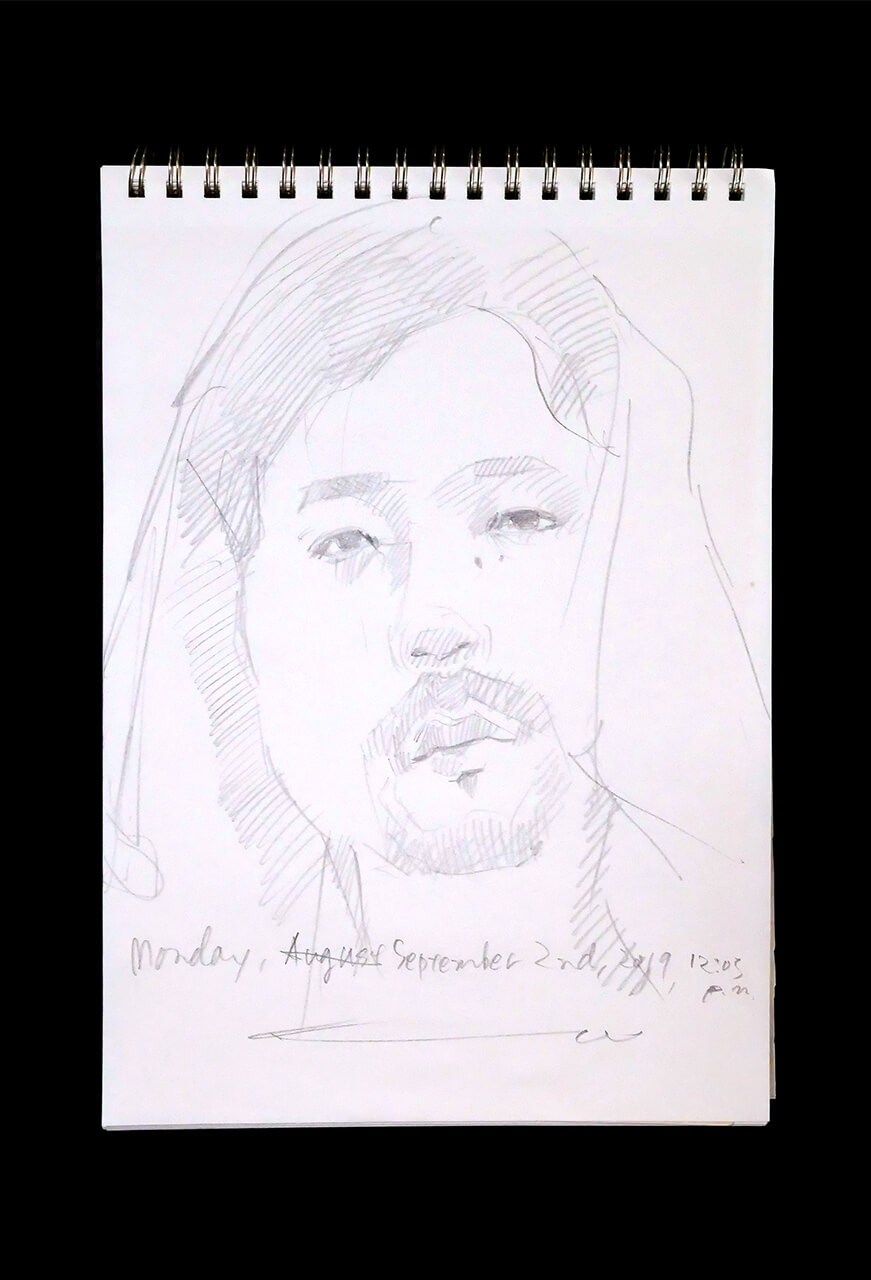 Contemporary artist SHINTAKU Tomoni's 2019/9/2 Self-portrait or pencil drawing