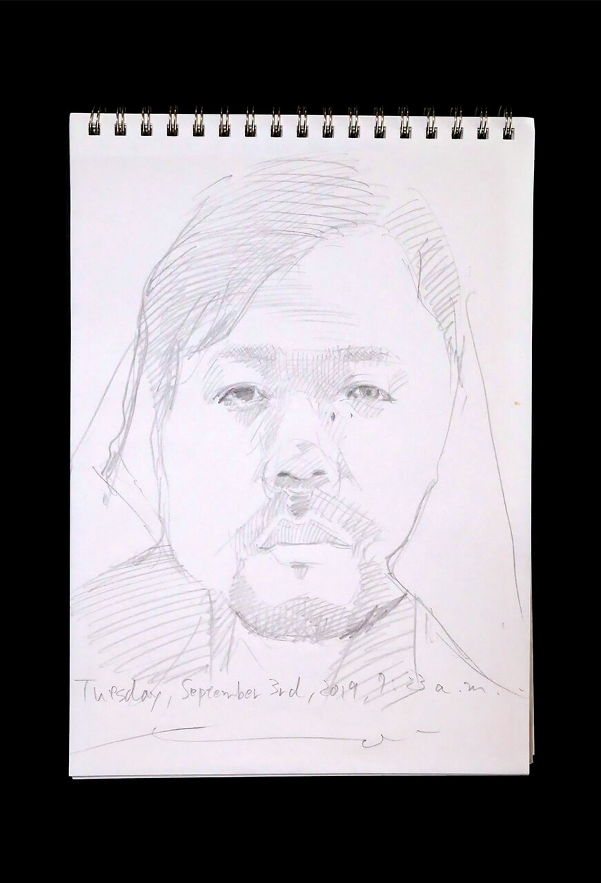 Contemporary artist SHINTAKU Tomoni's 2019/9/3 Self-portrait or pencil drawing