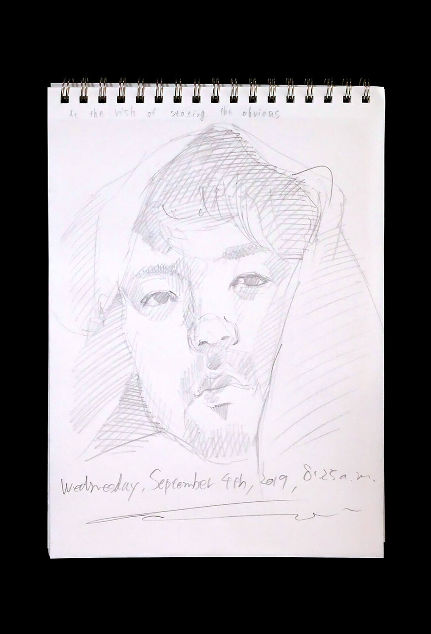 Contemporary artist SHINTAKU Tomoni's 2019/9/4 Self-portrait or pencil drawing