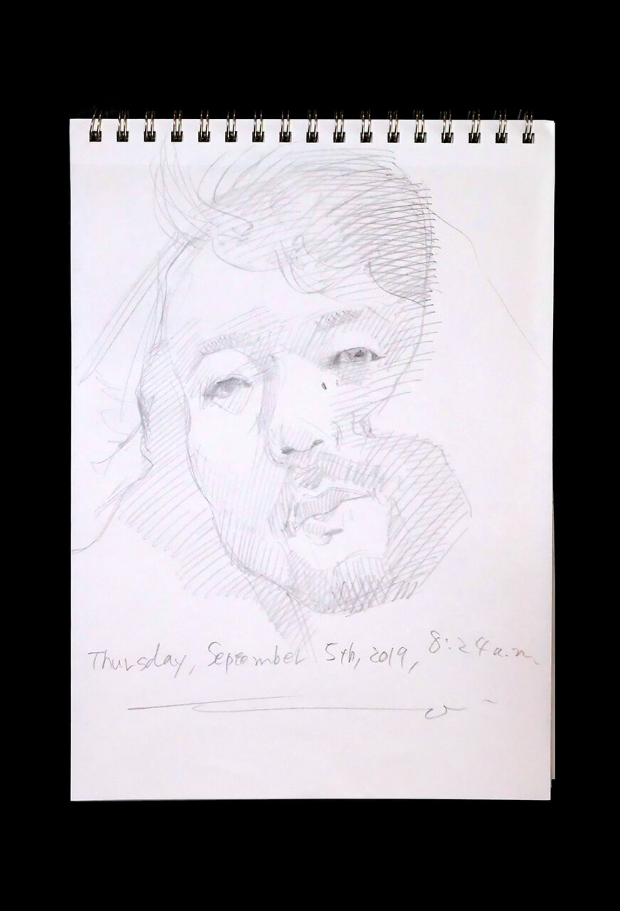Contemporary artist SHINTAKU Tomoni's 2019/9/5 Self-portrait or pencil drawing