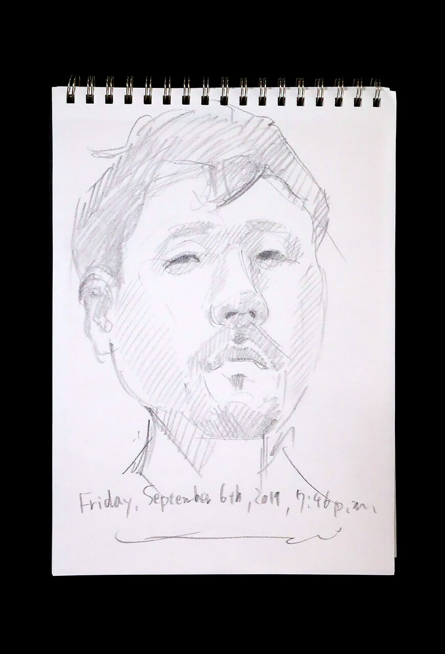 Contemporary artist SHINTAKU Tomoni's 2019/9/6 Self-portrait or pencil drawing