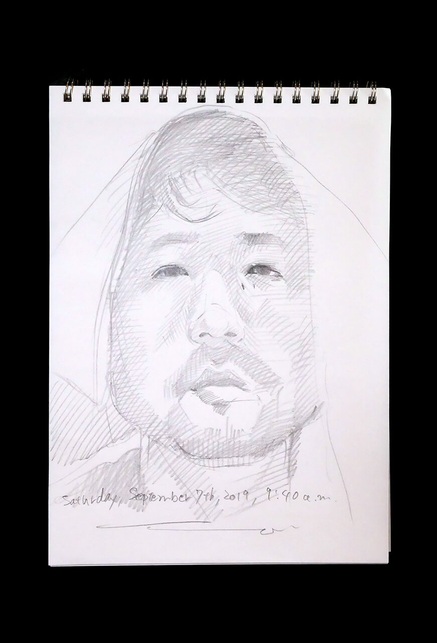 Contemporary artist SHINTAKU Tomoni's 2019/9/7 Self-portrait or pencil drawing