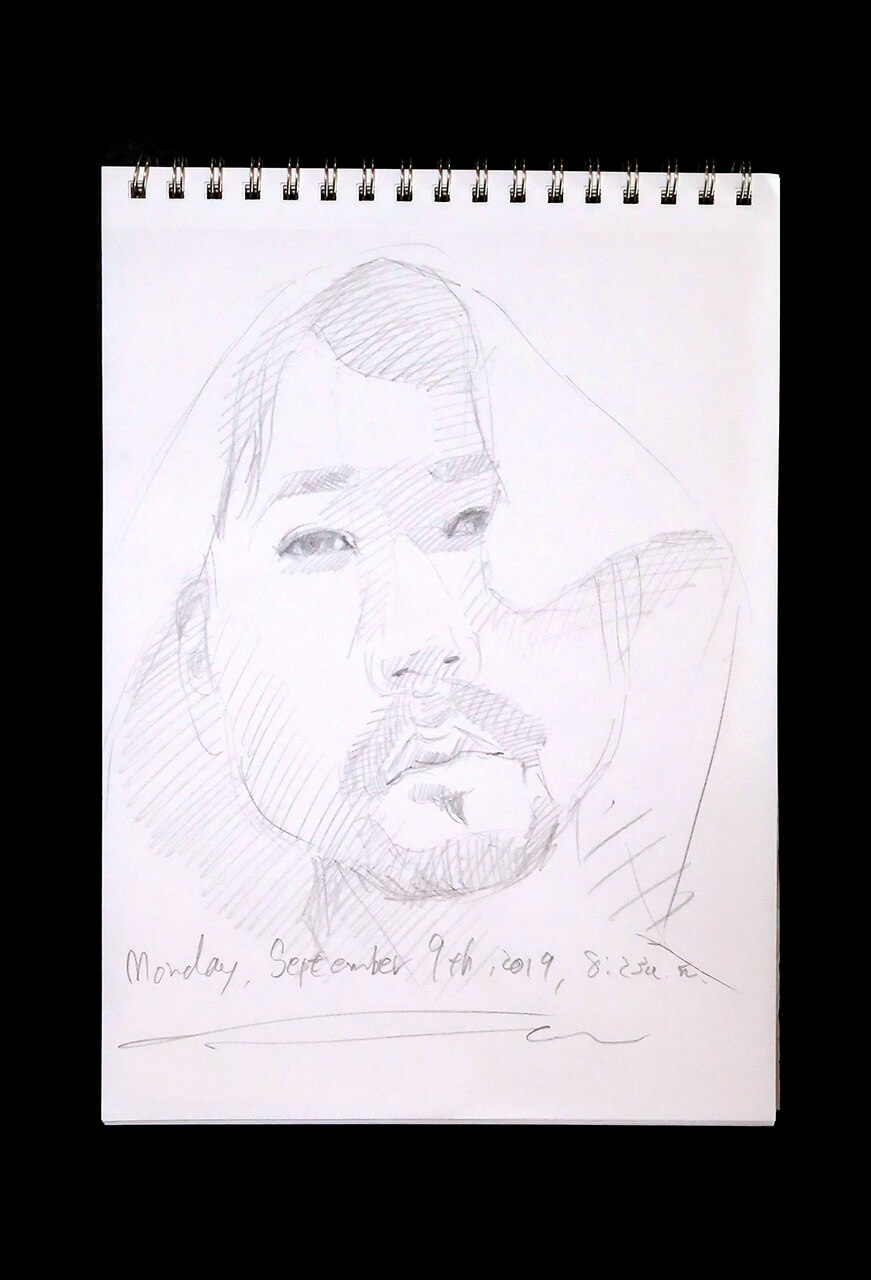 Contemporary artist SHINTAKU Tomoni's 2019/9/9 Self-portrait or pencil drawing
