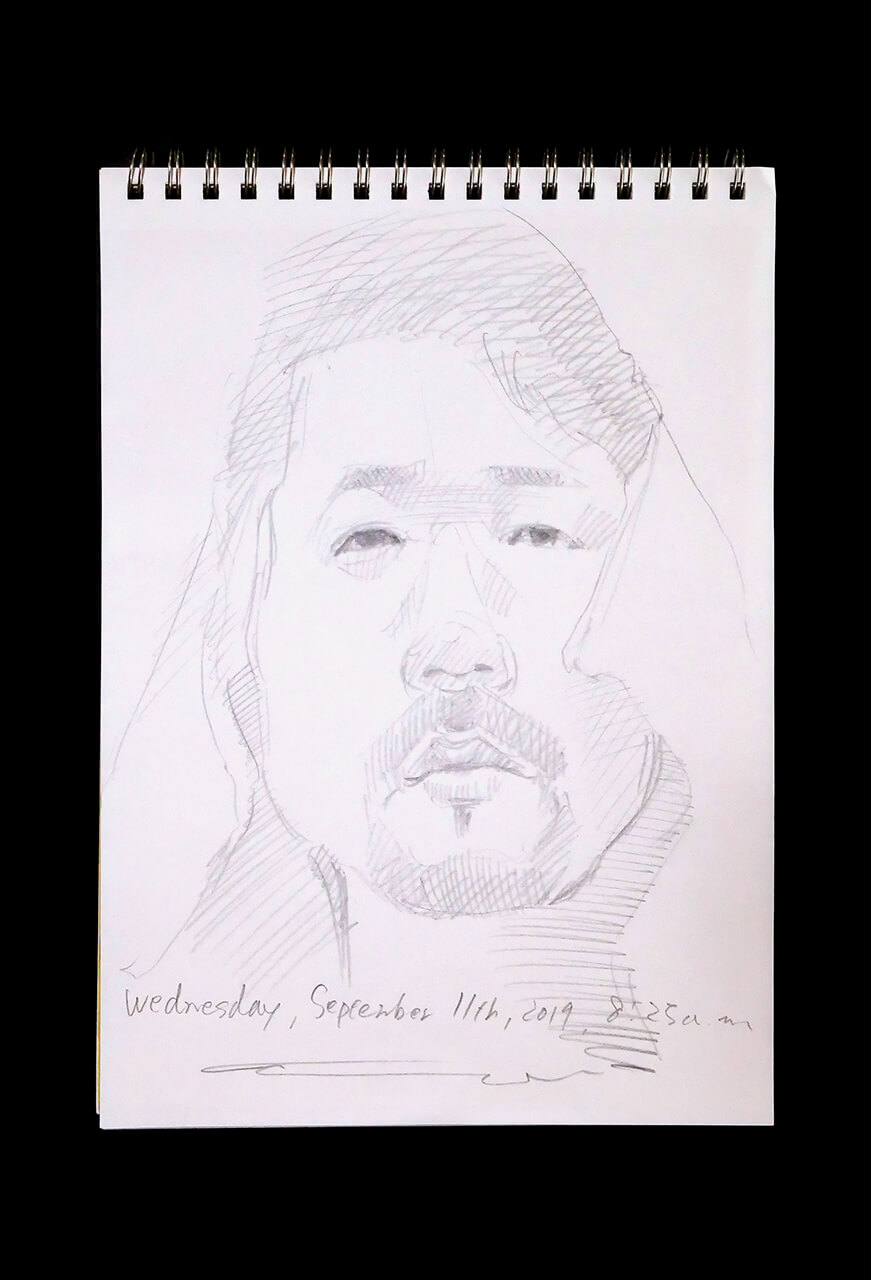 Contemporary artist SHINTAKU Tomoni's 2019/9/11 Self-portrait or pencil drawing