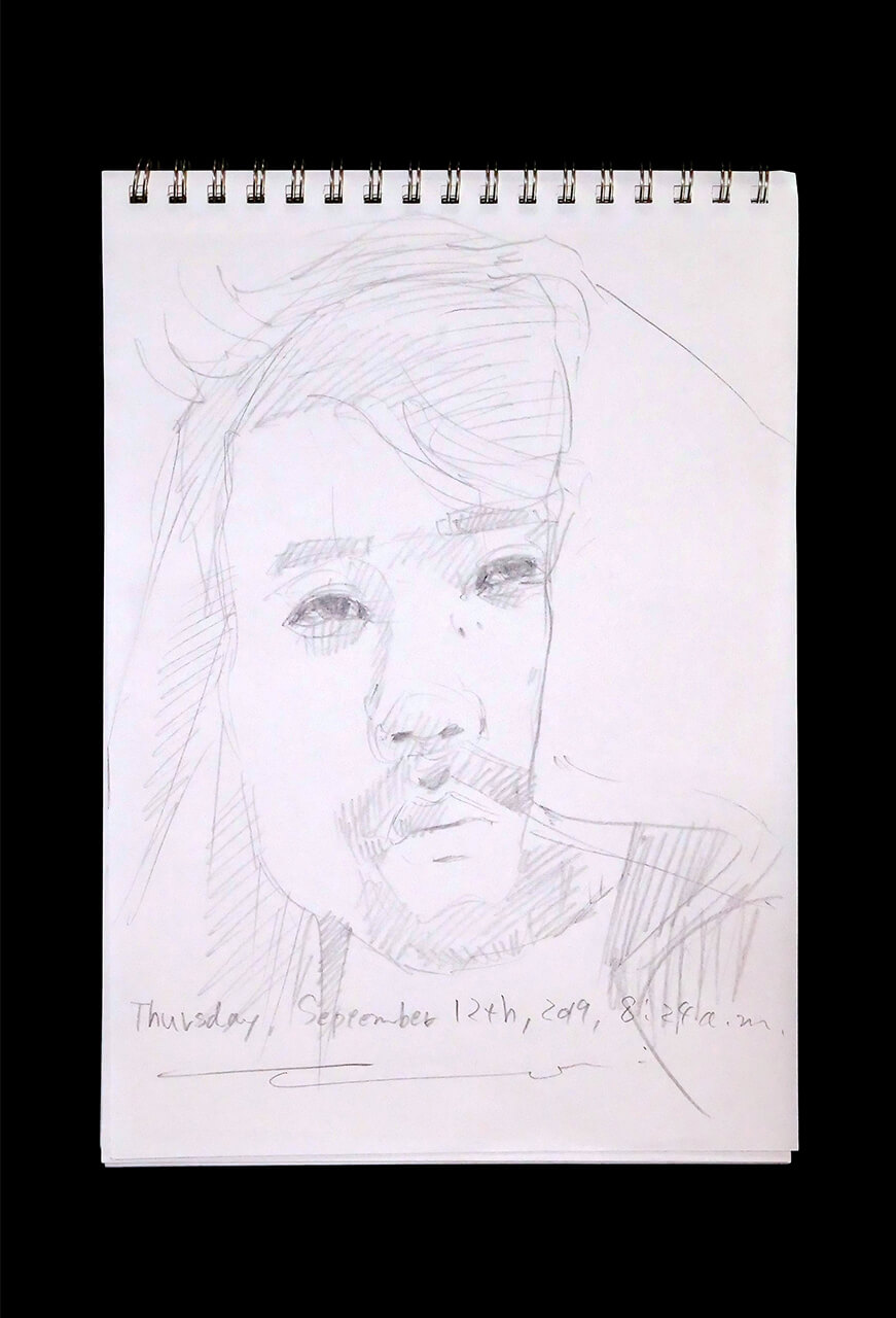 Contemporary artist SHINTAKU Tomoni's 2019/9/12 Self-portrait or pencil drawing
