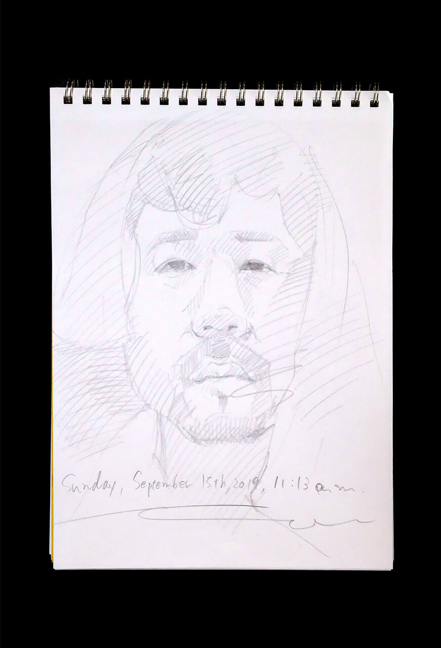 Contemporary artist SHINTAKU Tomoni's 2019/9/15 Self-portrait or pencil drawing