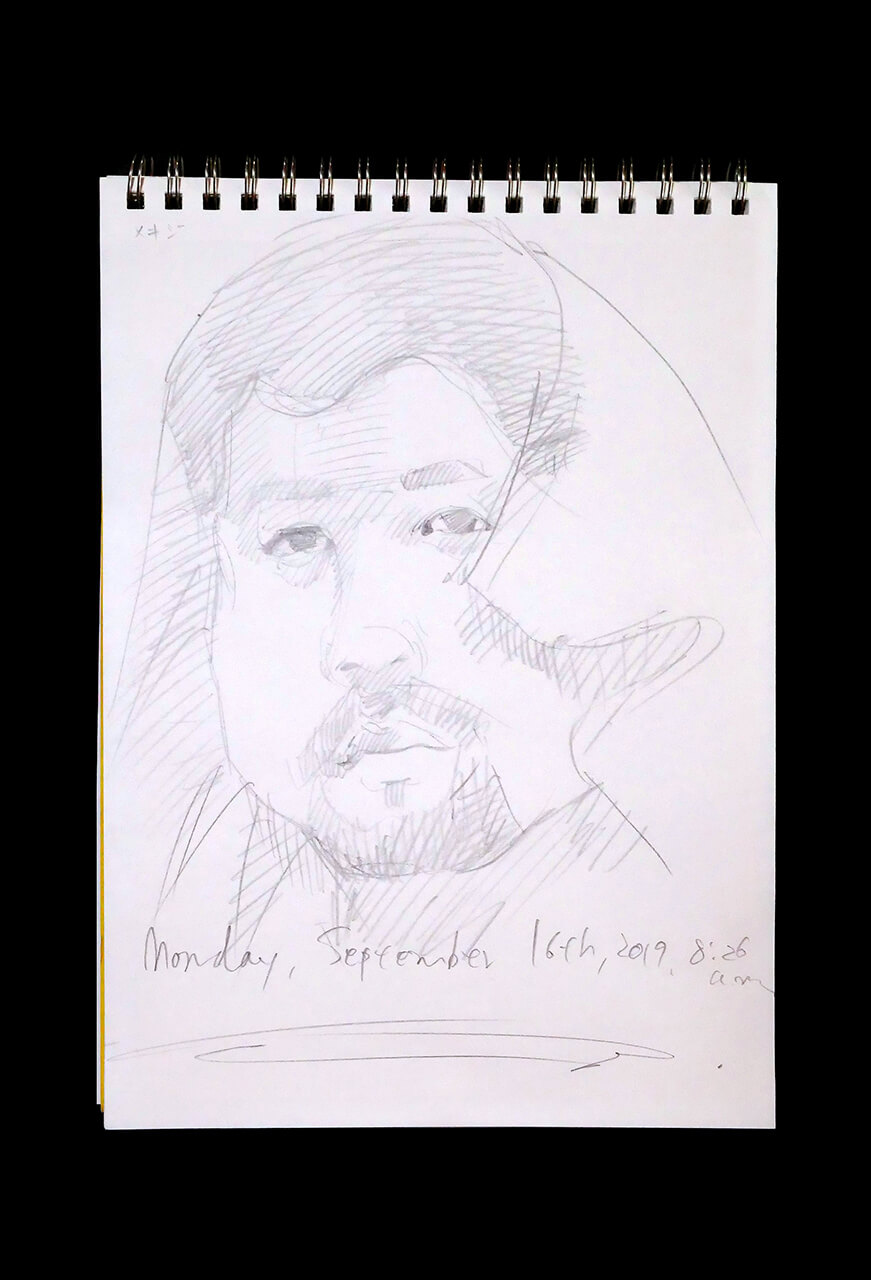 Contemporary artist SHINTAKU Tomoni's 2019/9/16 Self-portrait or pencil drawing