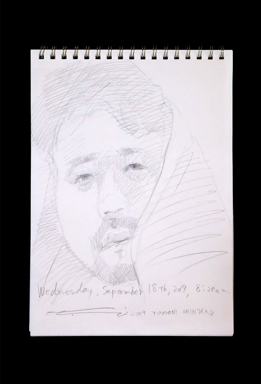 Contemporary artist SHINTAKU Tomoni's 2019/9/18 Self-portrait or pencil drawing