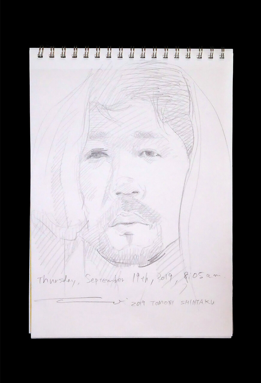 Contemporary artist SHINTAKU Tomoni's 2019/9/19 Self-portrait or pencil drawing
