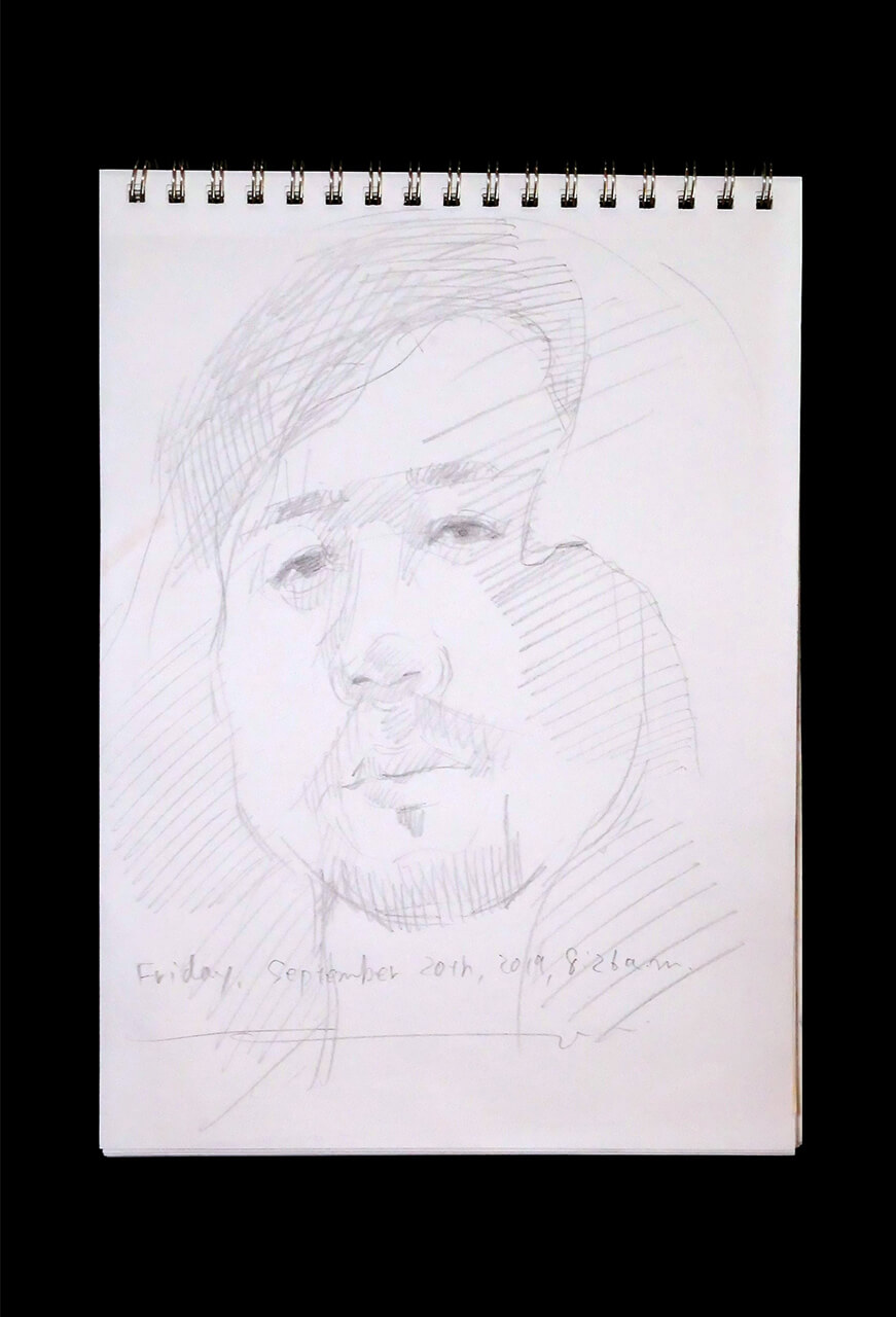 Contemporary artist SHINTAKU Tomoni's 2019/9/20 Self-portrait or pencil drawing