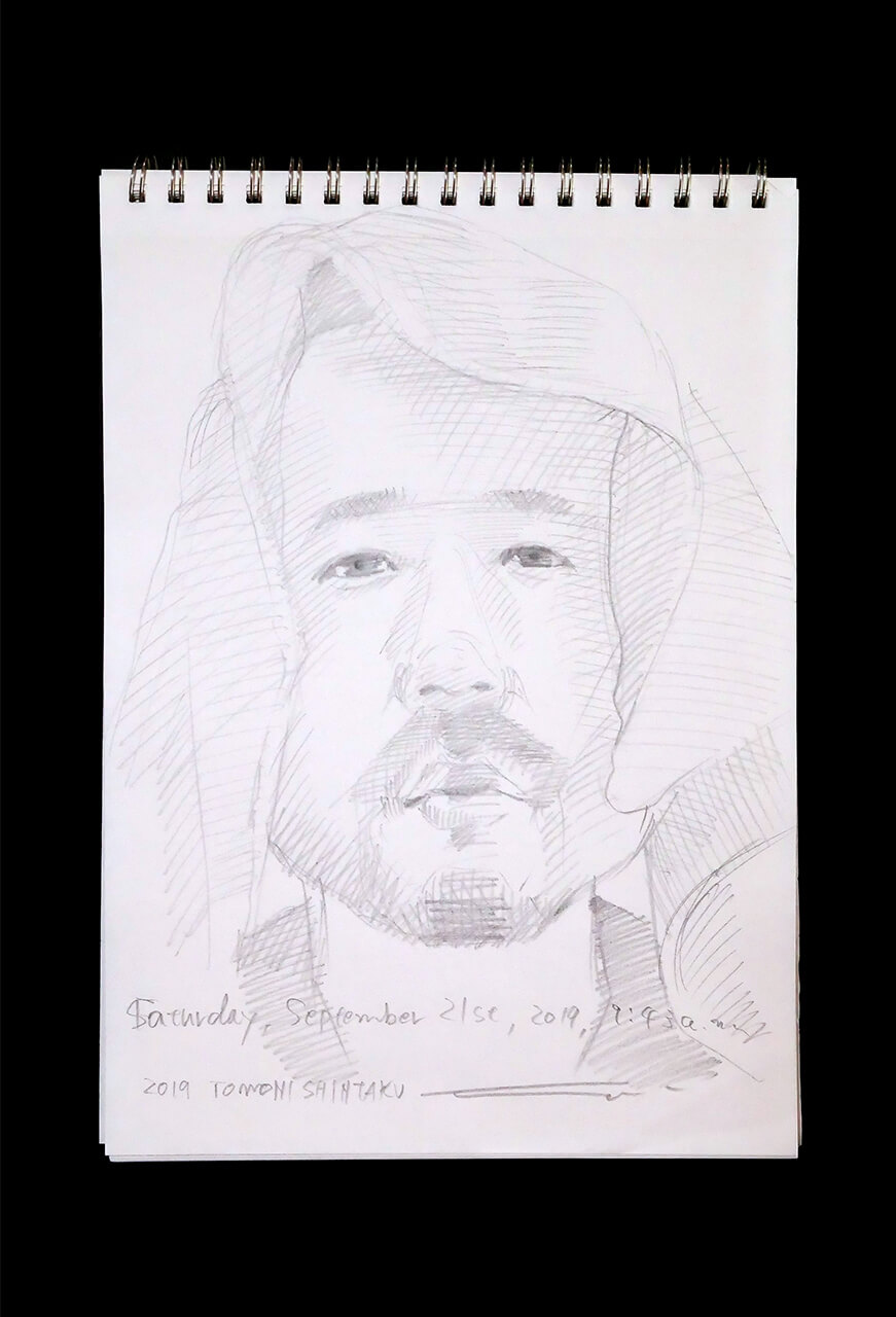 Contemporary artist SHINTAKU Tomoni's 2019/9/21 Self-portrait or pencil drawing