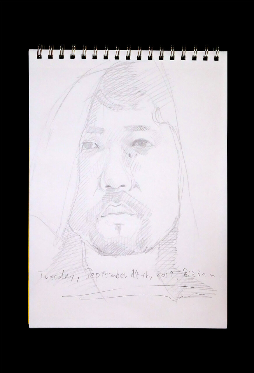 Contemporary artist SHINTAKU Tomoni's 2019/9/24 Self-portrait or pencil drawing