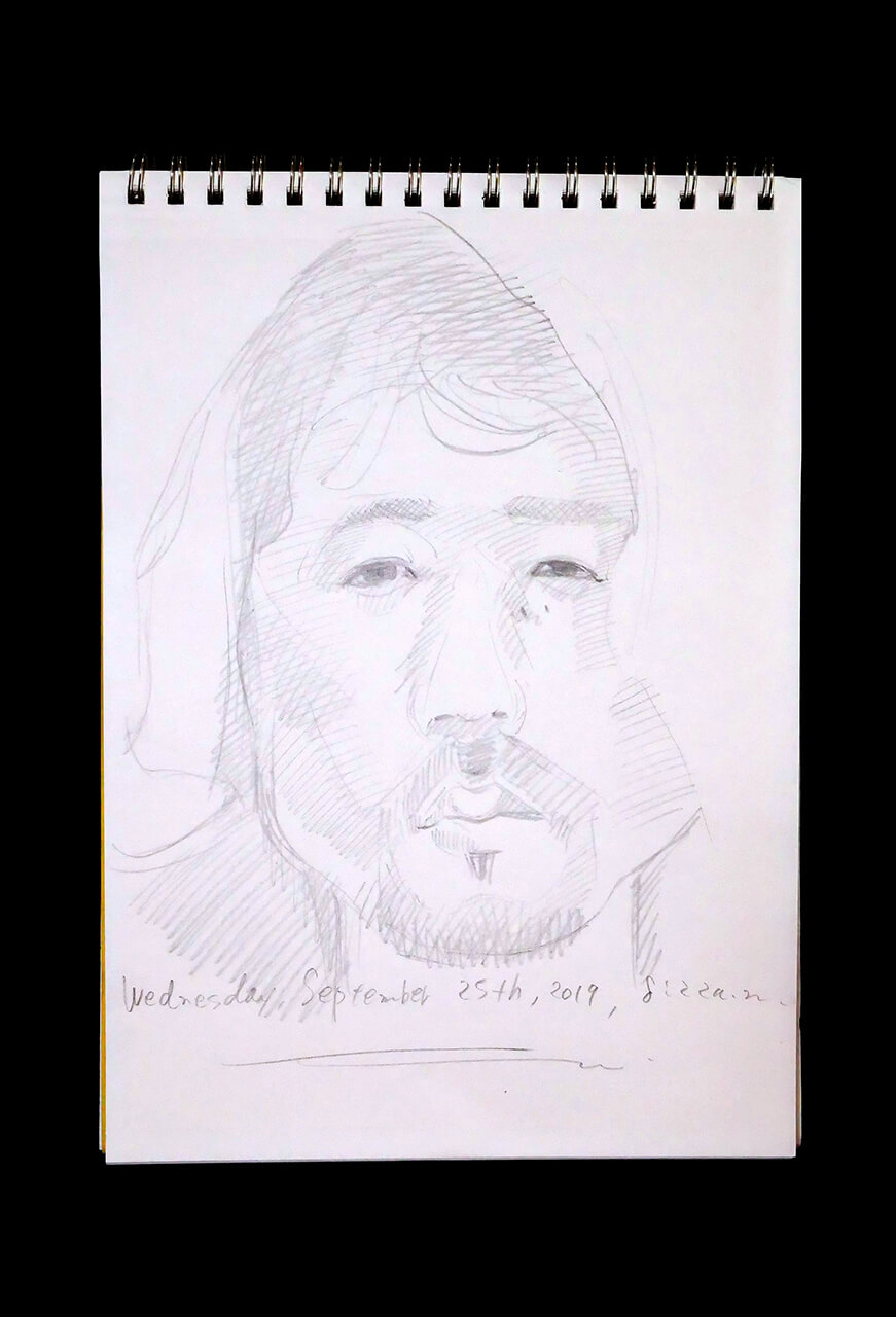 Contemporary artist SHINTAKU Tomoni's 2019/9/25 Self-portrait or pencil drawing