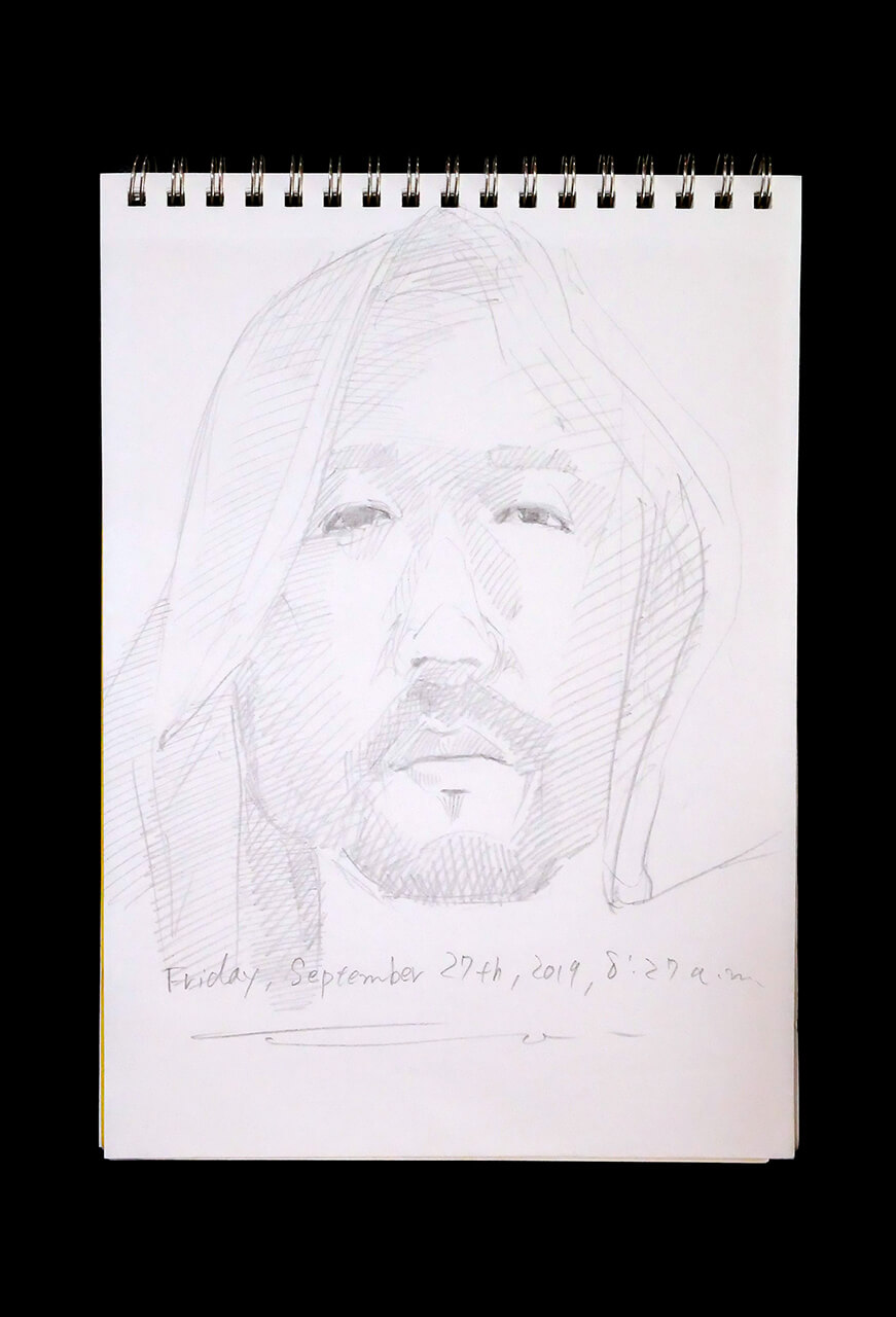 Contemporary artist SHINTAKU Tomoni's 2019/9/27 Self-portrait or pencil drawing