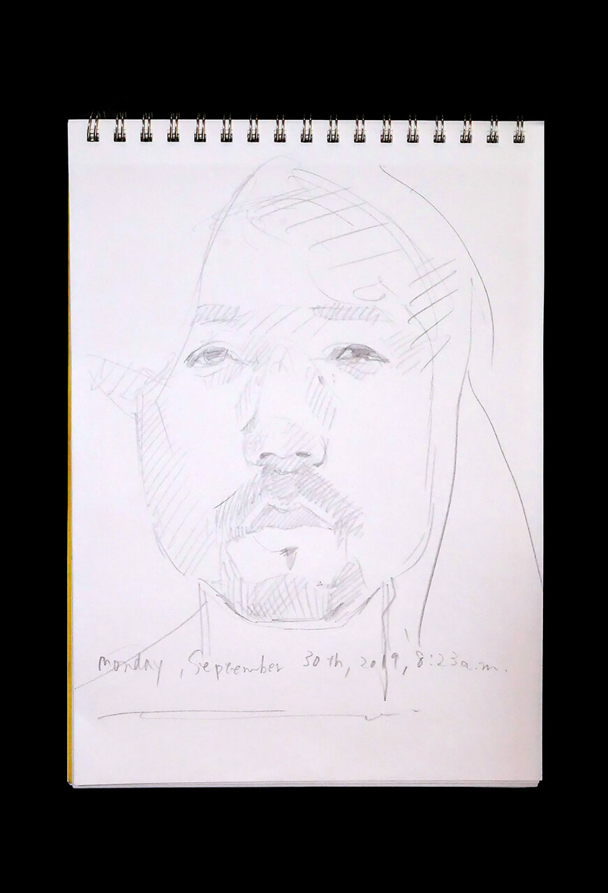 Contemporary artist SHINTAKU Tomoni's 2019/9/30 Self-portrait or pencil drawing