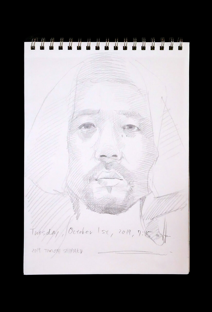 Contemporary artist SHINTAKU Tomoni's 2019/10/1 Self-portrait or pencil drawing