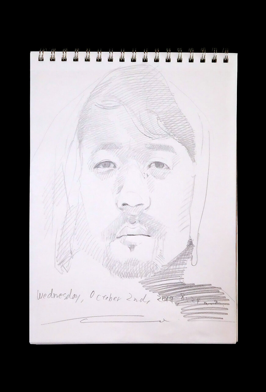 Contemporary artist SHINTAKU Tomoni's 2019/10/2 Self-portrait or pencil drawing