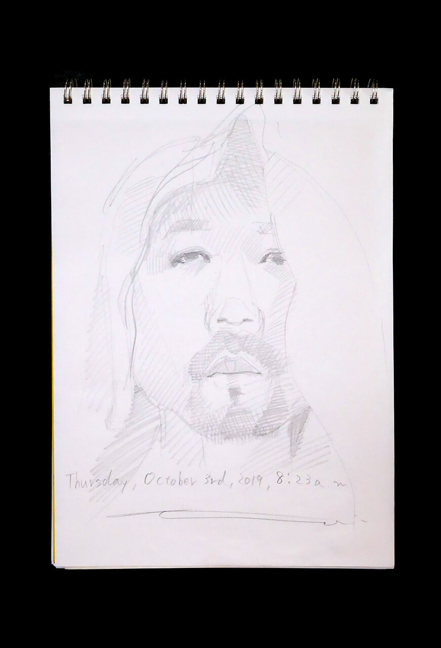 Contemporary artist SHINTAKU Tomoni's 2019/10/3 Self-portrait or pencil drawing