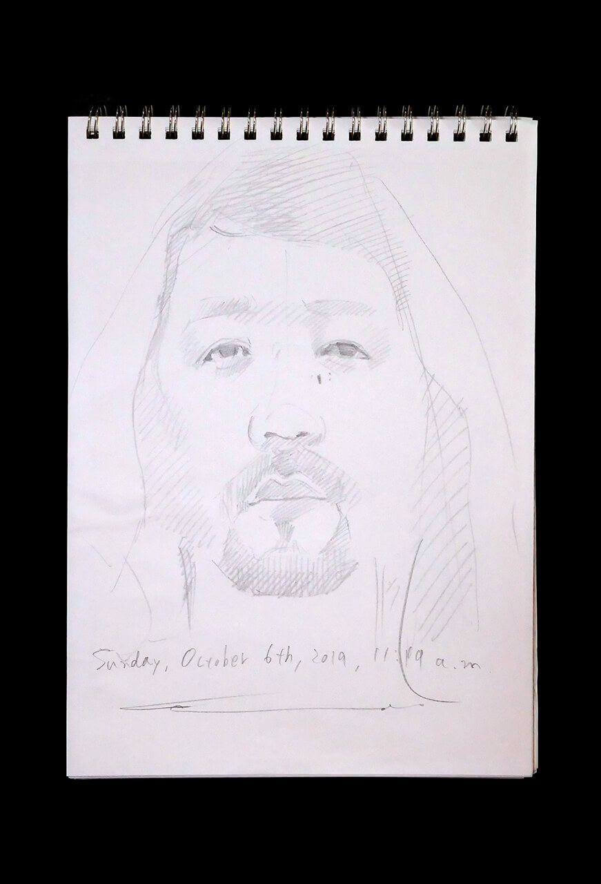 Contemporary artist SHINTAKU Tomoni's 2019/10/6 Self-portrait or pencil drawing