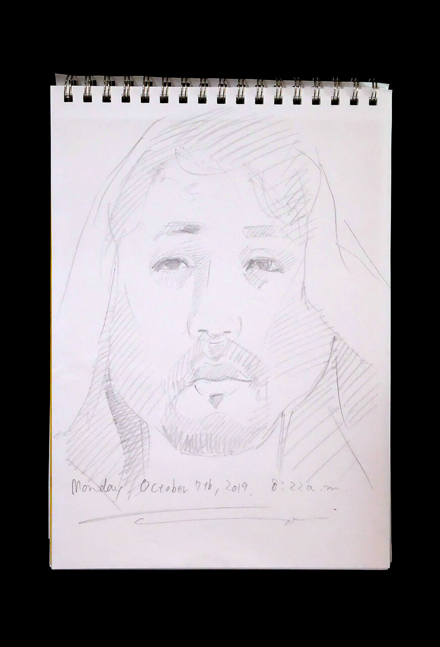 Contemporary artist SHINTAKU Tomoni's 2019/10/7 Self-portrait or pencil drawing