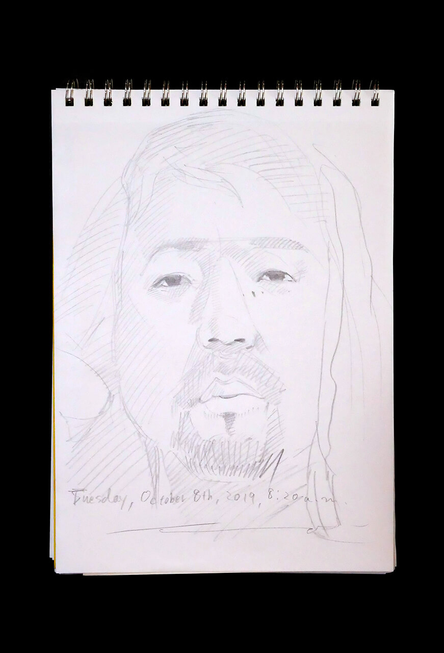 Contemporary artist SHINTAKU Tomoni's 2019/10/8 Self-portrait or pencil drawing