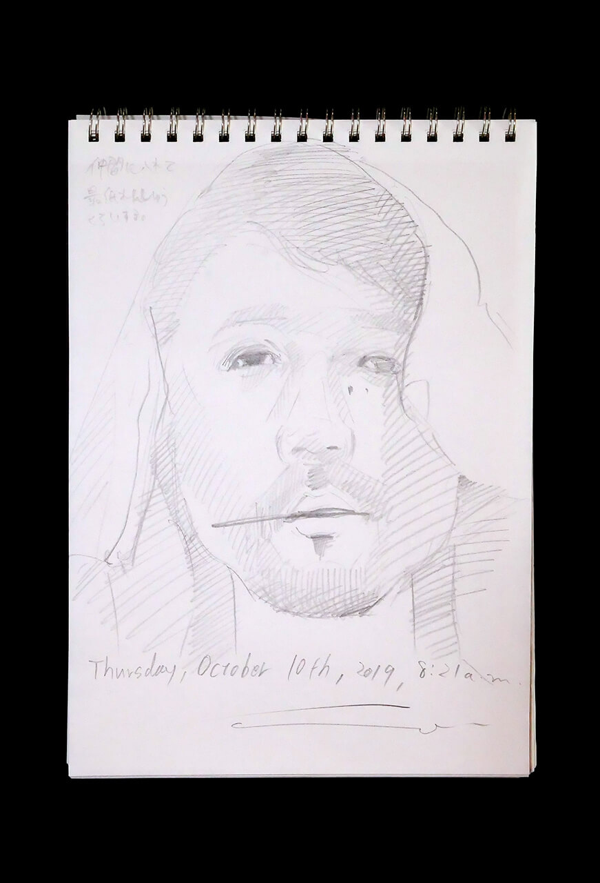 Contemporary artist SHINTAKU Tomoni's 2019/10/10 Self-portrait or pencil drawing
