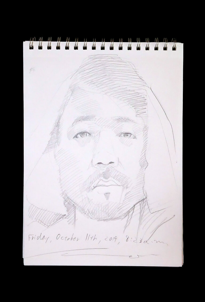 Contemporary artist SHINTAKU Tomoni's 2019/10/11 Self-portrait or pencil drawing