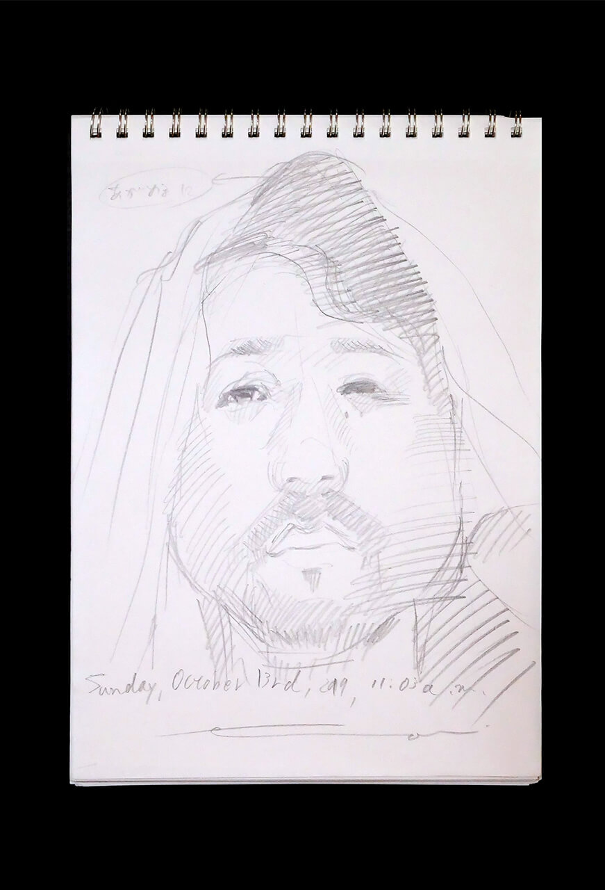 Contemporary artist SHINTAKU Tomoni's 2019/10/13 Self-portrait or pencil drawing
