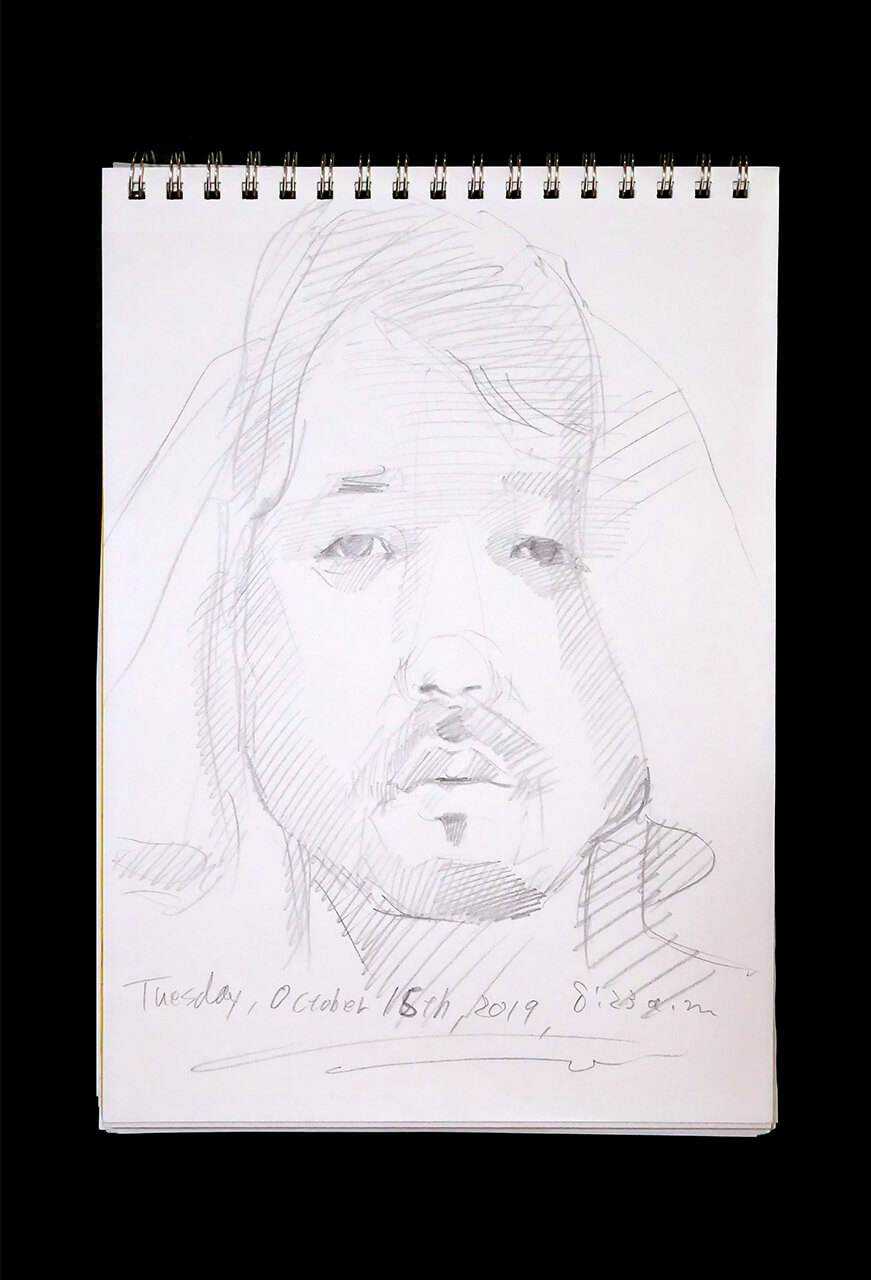 Contemporary artist SHINTAKU Tomoni's 2019/10/15 Self-portrait or pencil drawing