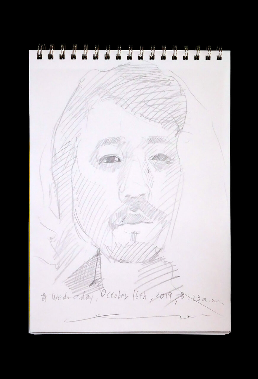 Contemporary artist SHINTAKU Tomoni's 2019/10/16 Self-portrait or pencil drawing