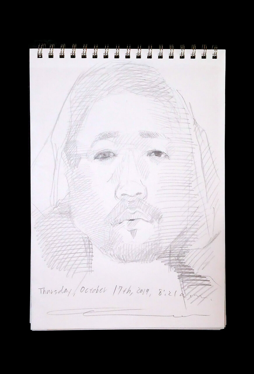 Contemporary artist SHINTAKU Tomoni's 2019/10/17 Self-portrait or pencil drawing