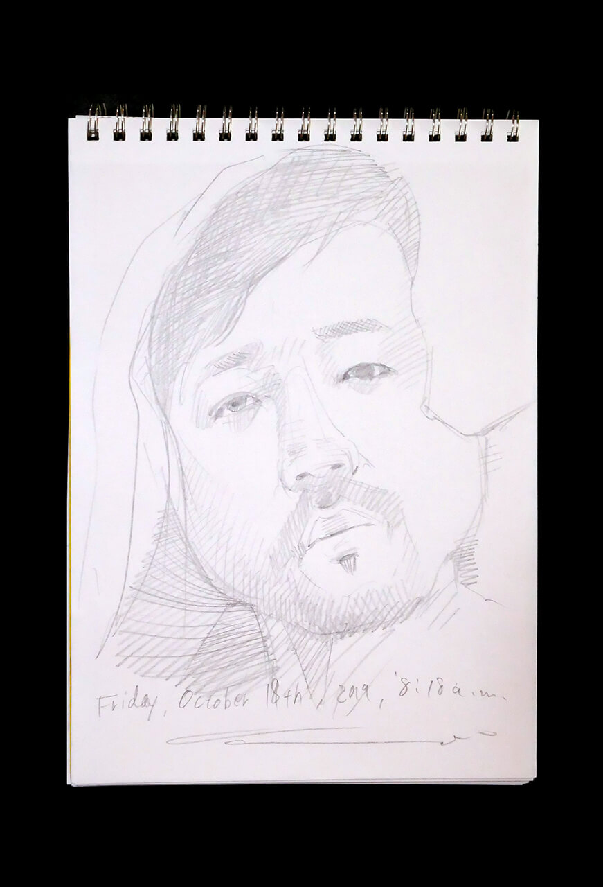 Contemporary artist SHINTAKU Tomoni's 2019/10/18 Self-portrait or pencil drawing