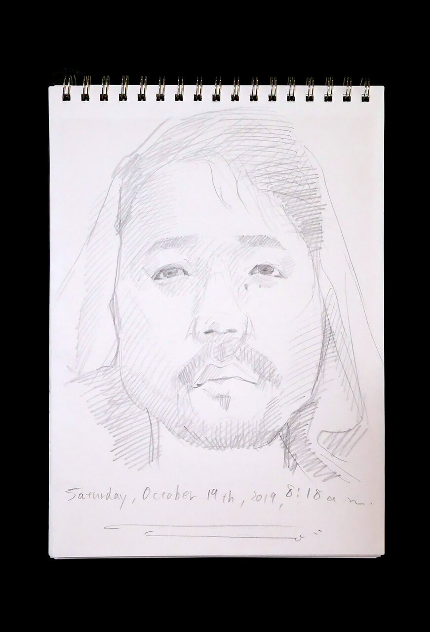 Contemporary artist SHINTAKU Tomoni's 2019/10/19 Self-portrait or pencil drawing
