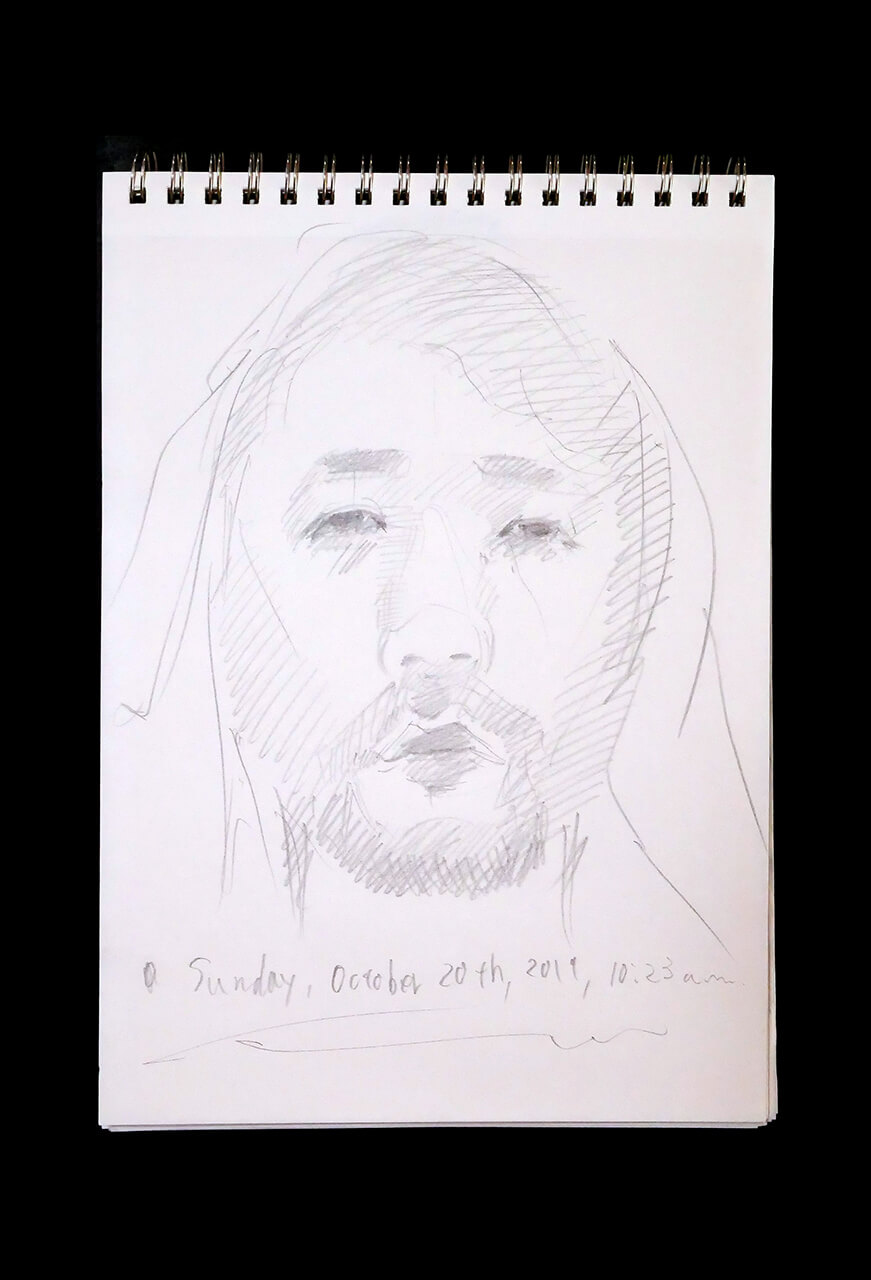 Contemporary artist SHINTAKU Tomoni's 2019/10/20 Self-portrait or pencil drawing