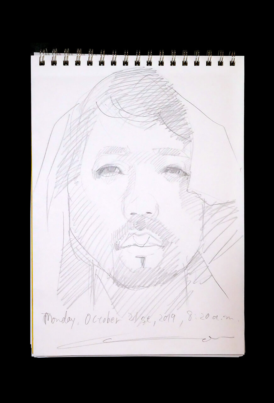 Contemporary artist SHINTAKU Tomoni's 2019/10/21 Self-portrait or pencil drawing