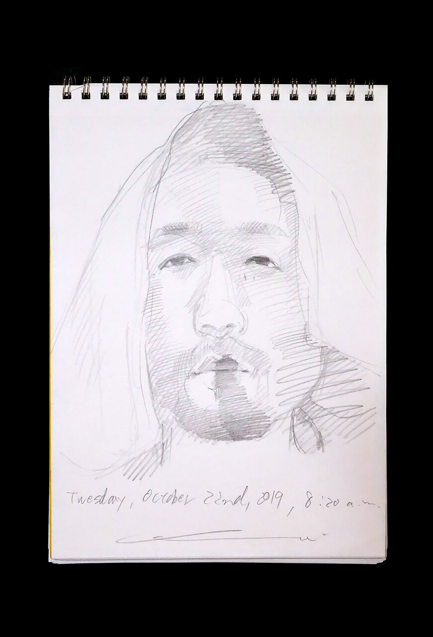 Contemporary artist SHINTAKU Tomoni's 2019/10/22 Self-portrait or pencil drawing
