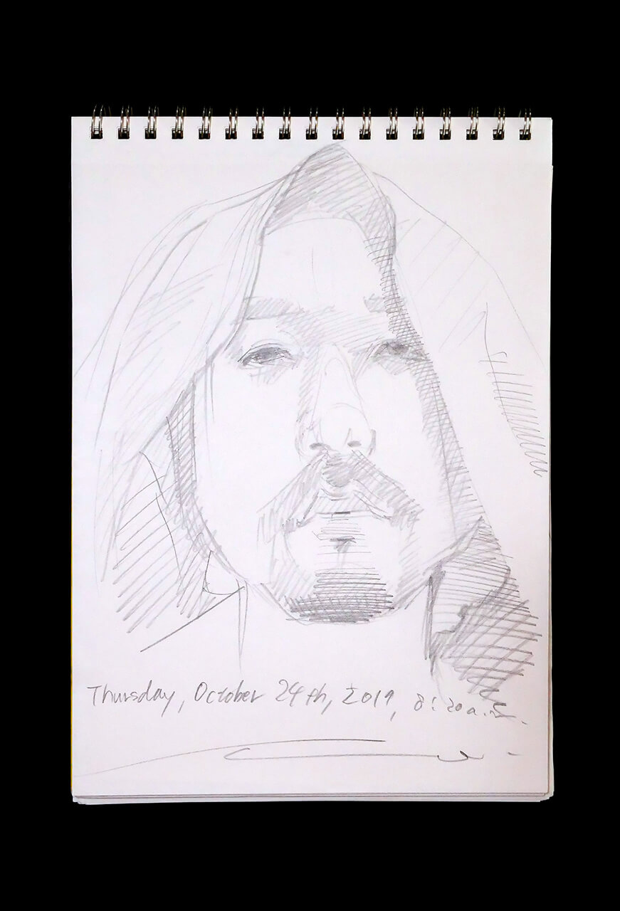 Contemporary artist SHINTAKU Tomoni's 2019/10/24 Self-portrait or pencil drawing