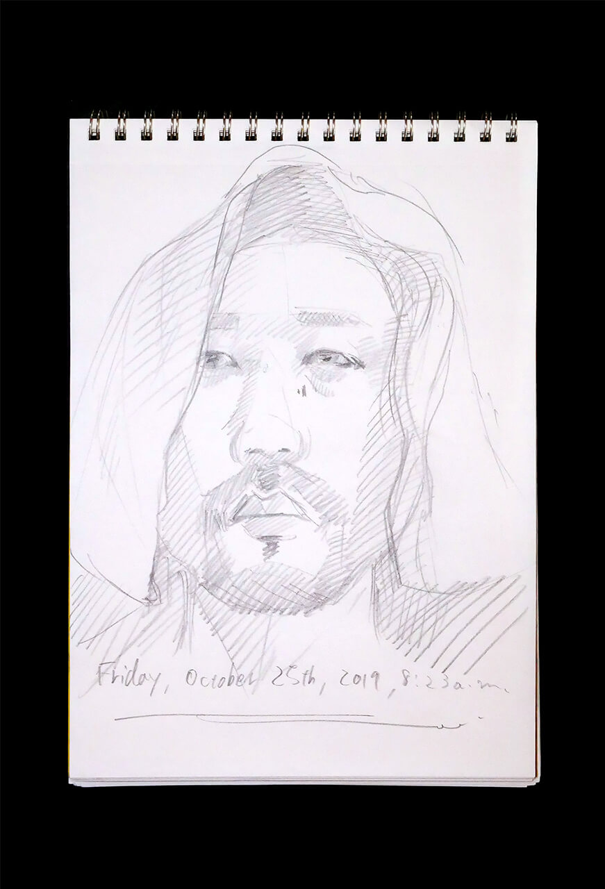 Contemporary artist SHINTAKU Tomoni's 2019/10/25 Self-portrait or pencil drawing