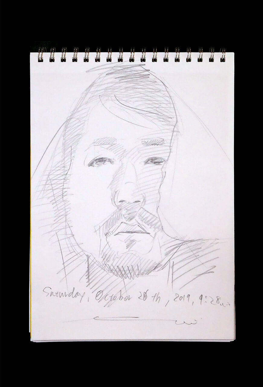 Contemporary artist SHINTAKU Tomoni's 2019/10/26 Self-portrait or pencil drawing