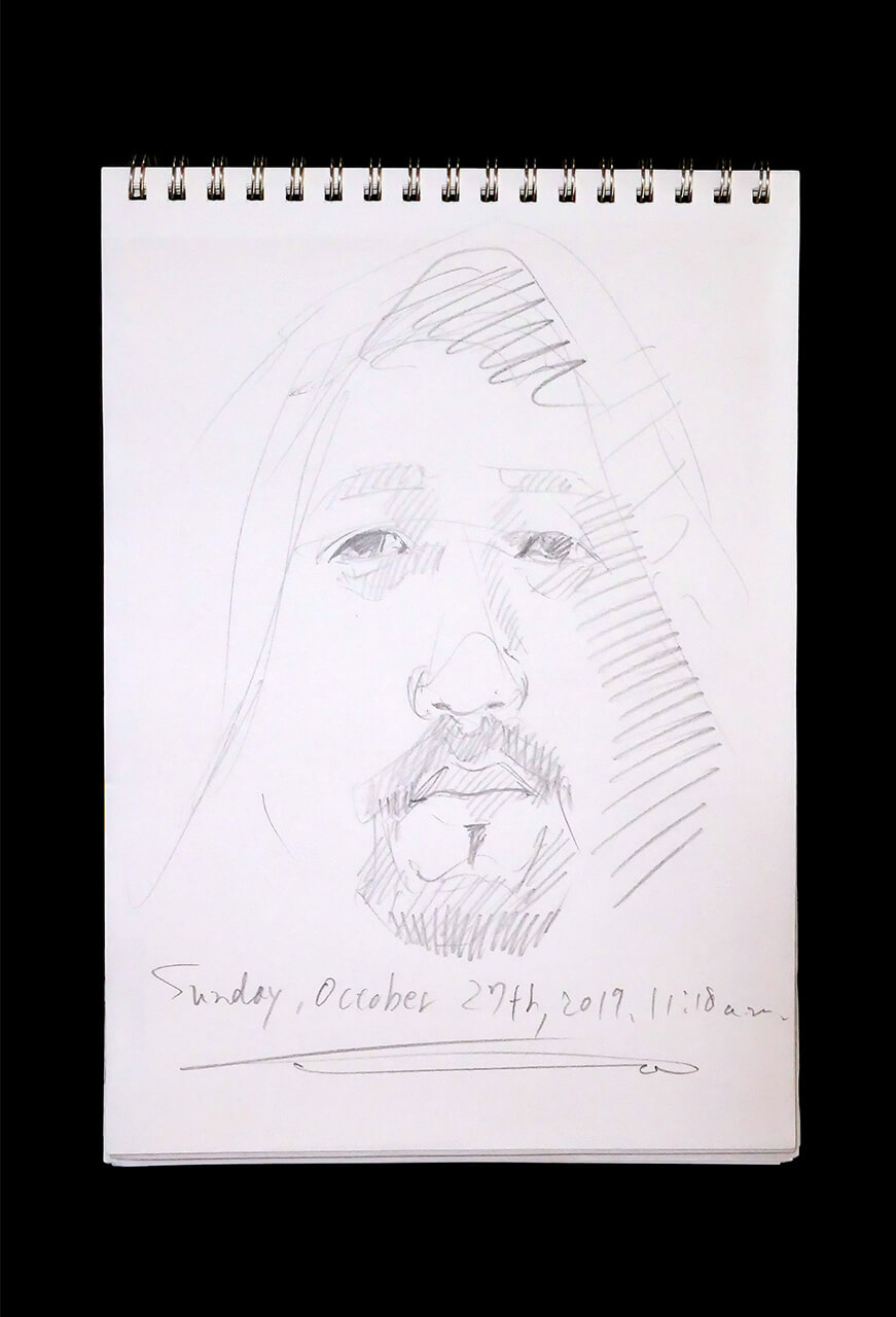 Contemporary artist SHINTAKU Tomoni's 2019/10/27 Self-portrait or pencil drawing